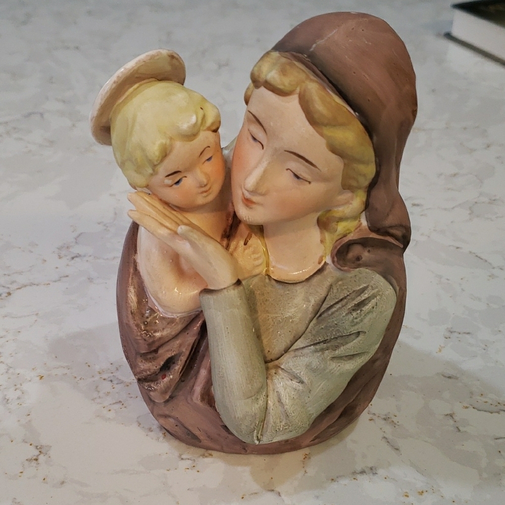 Vintage Baby Jesus And Madonna Planter Figurine